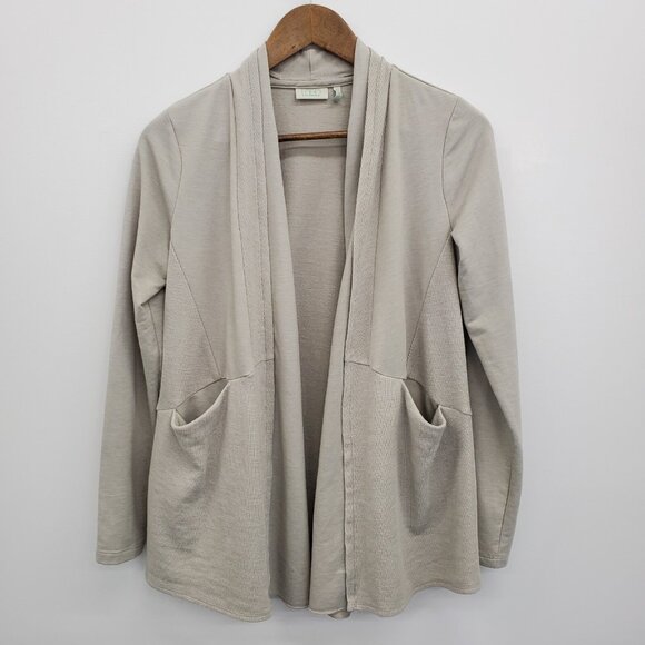 Logo Lounge XS Open Front Cardigan Beige Long Sleeve Pockets Cozy Layering - Picture 3 of 14